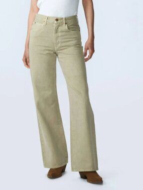 Slvrlake Grace Jeans Pale Khaki Light Green High Rise Comfy USA Cotton Blend 25